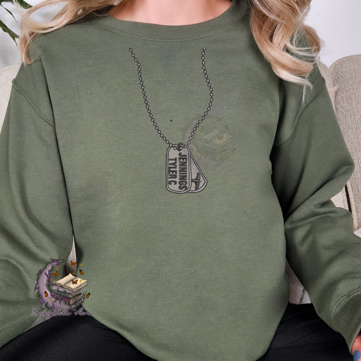 Tyler Dog Tag Embroidered Sweatshirt Fairytaleavenue