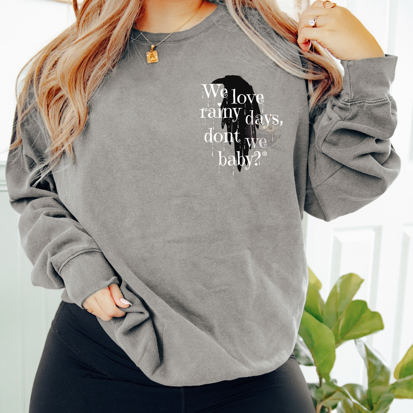 We Love Rainy Days Raven Embroidered Sweatshirt Fairytaleavenue