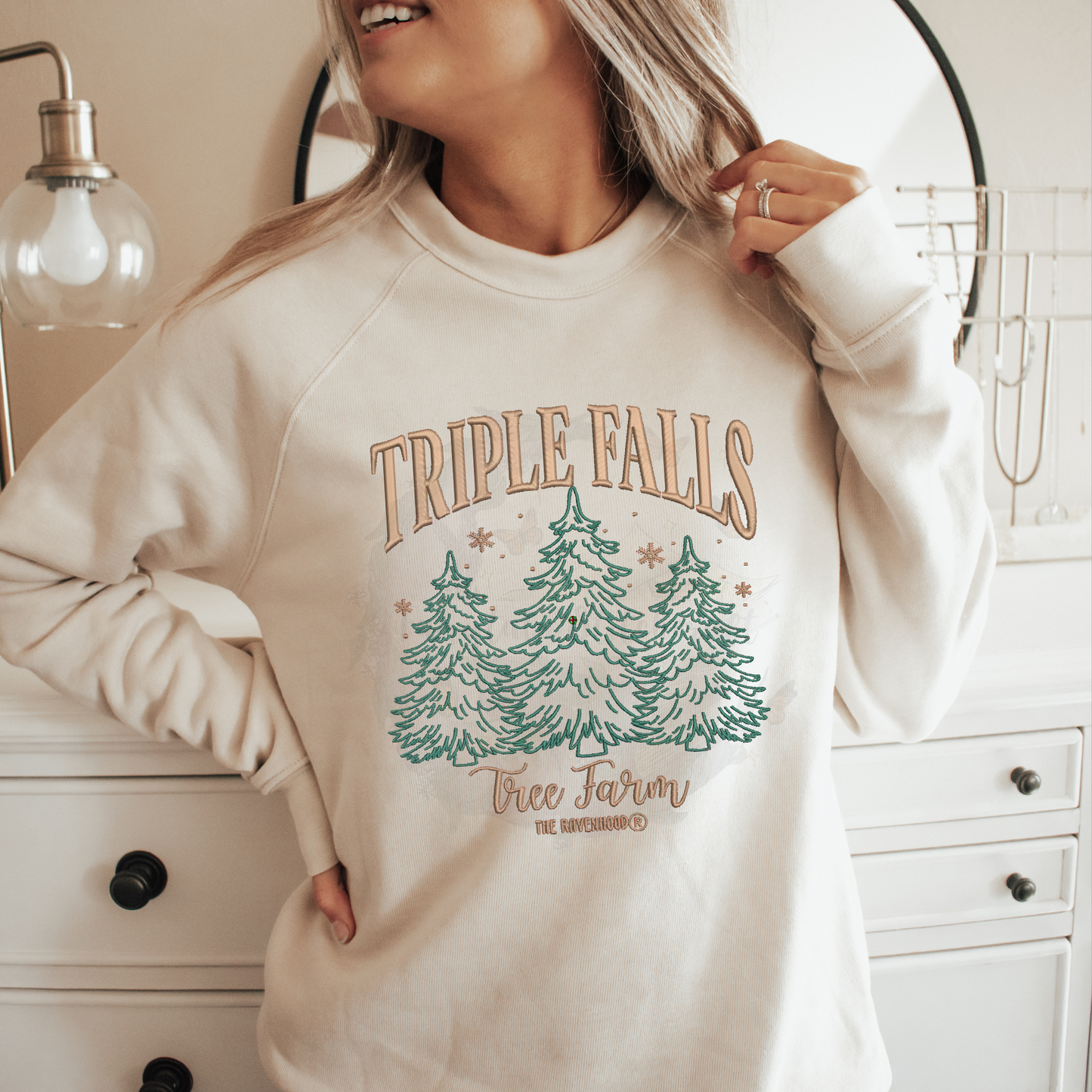 Triple Falls Tree Farm Embroidered Sweatshirt Fairytaleavenue