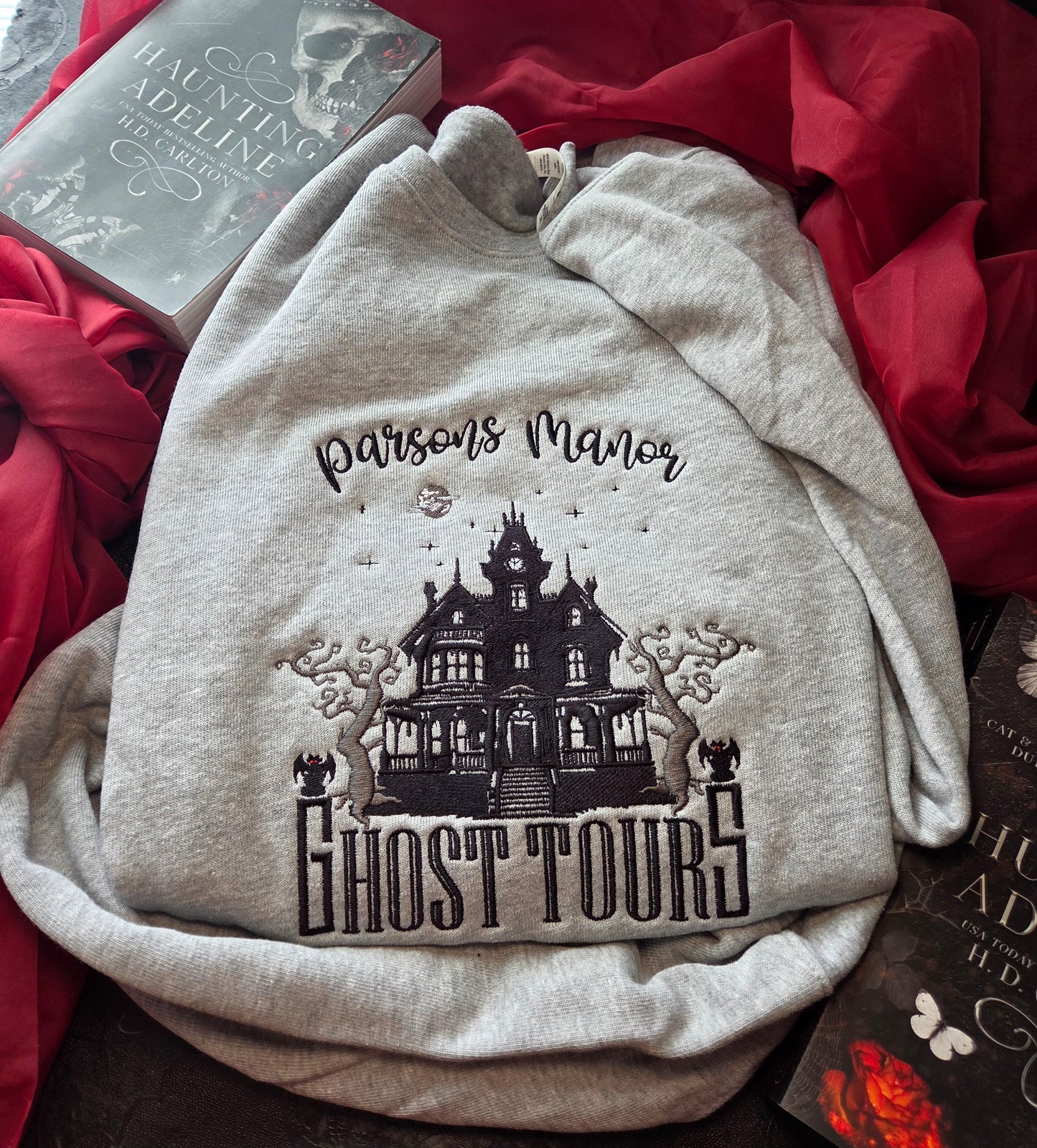 OFFICIALLY LICENSED HD CARLTON Spooky Parsons Ghost Tours Embroidered Sweatshirt Fairytaleavenue