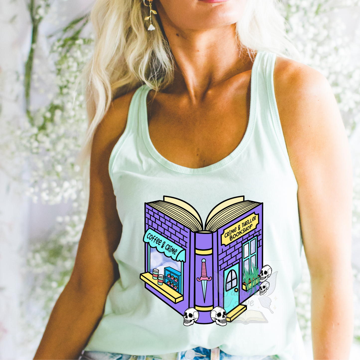 Coffee and Crime Bookshop Tee or Tank Fairytaleavenue
