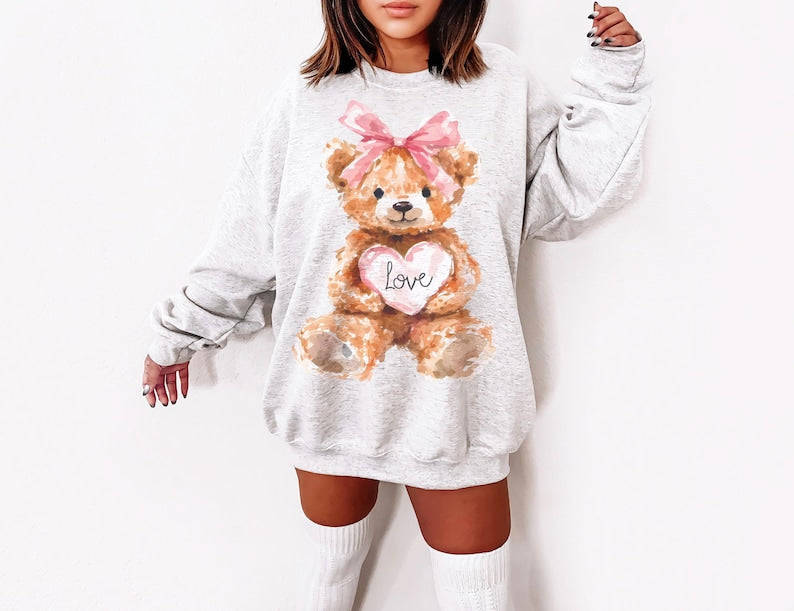 Love Teddy Bear Graphic Sweatshirt Fairytaleavenue