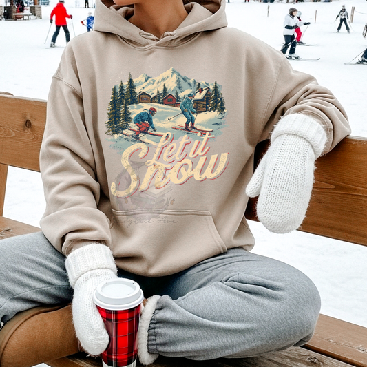 Winter Mountain side Let It Snow/tan Graphic Sweatshirt Fairytaleavenue