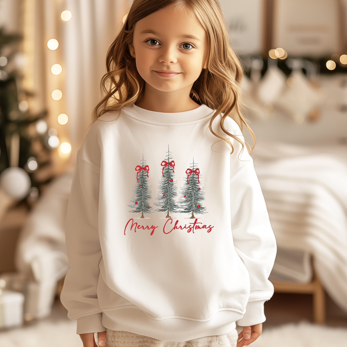 Vintage Christmas Trees Embroidered Sweatshirt Fairytaleavenue
