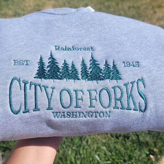 Forks Wa Embroidered Sweatshirt Fairytaleavenue