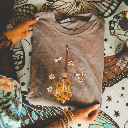 Whimsy Sunflower Broom Tee