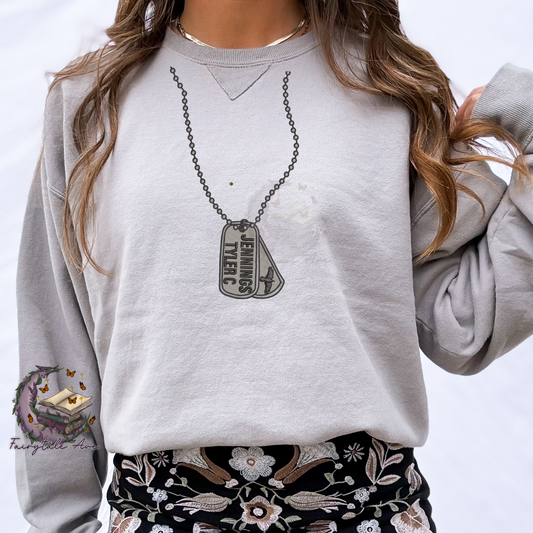Tyler Dog Tag Embroidered Sweatshirt Fairytaleavenue