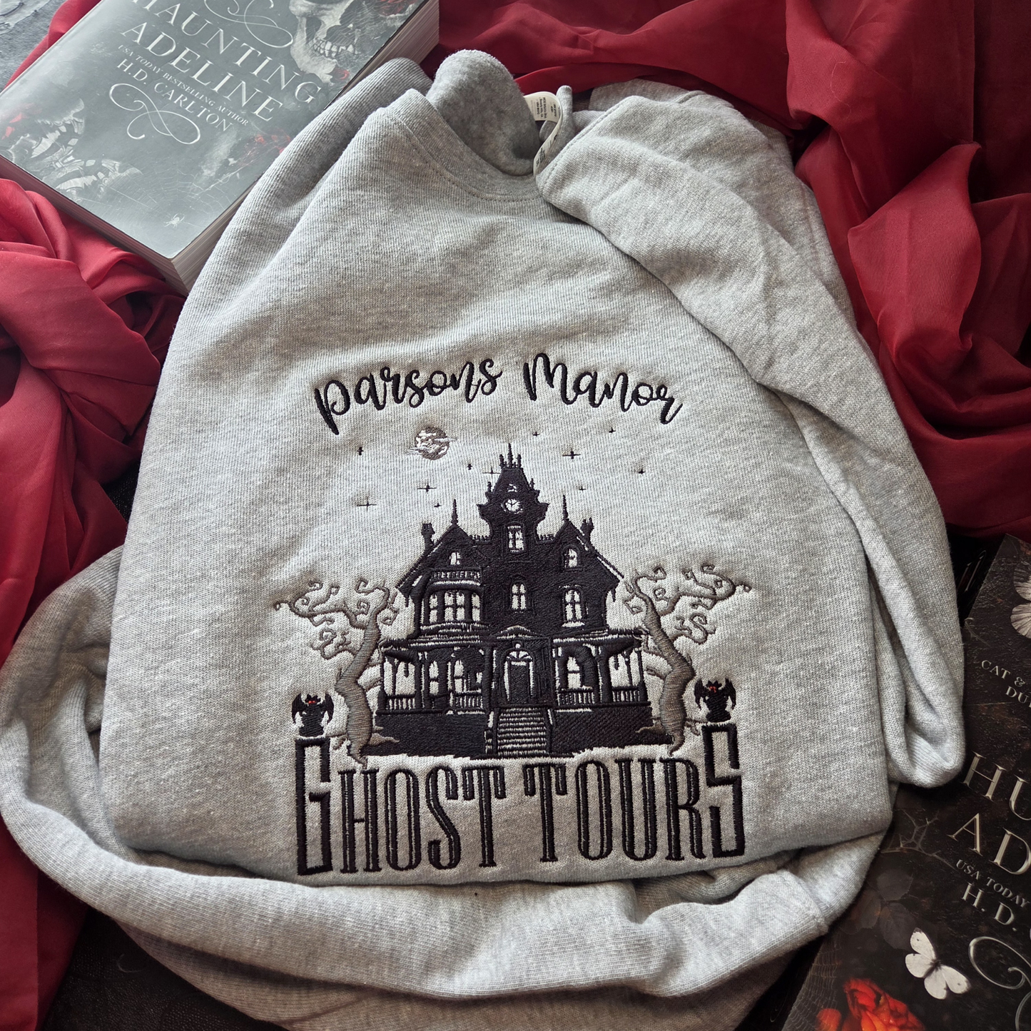 OFFICIALLY LICENSED HD CARLTON Spooky Parsons Ghost Tours Embroidered Sweatshirt Fairytaleavenue
