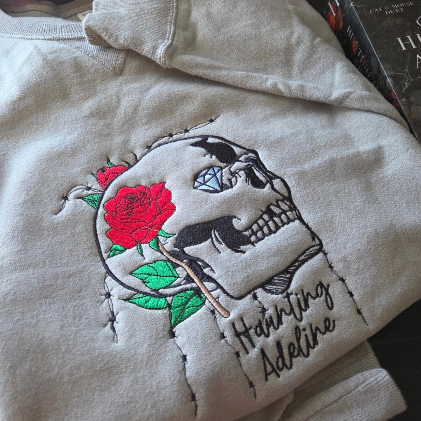 OFFICIALLY LICENSED HD CARLTON Haunting Adeline Skull Embroidered Sweatshirt Fairytaleavenue