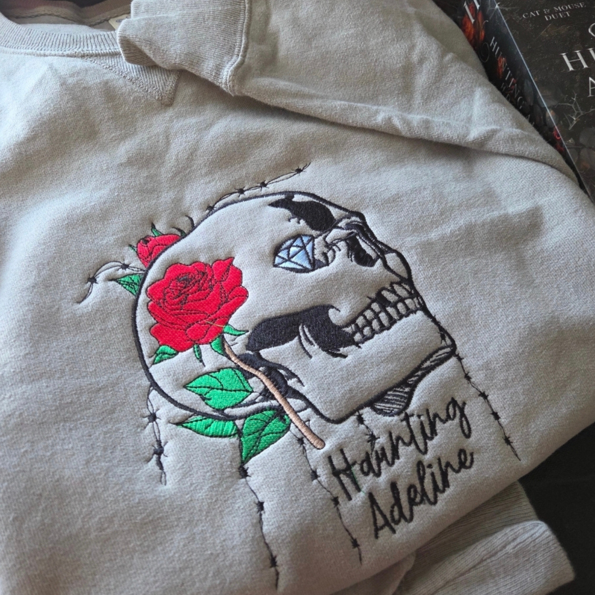 OFFICIALLY LICENSED HD CARLTON Haunting Adeline Skull Embroidered Sweatshirt Fairytaleavenue