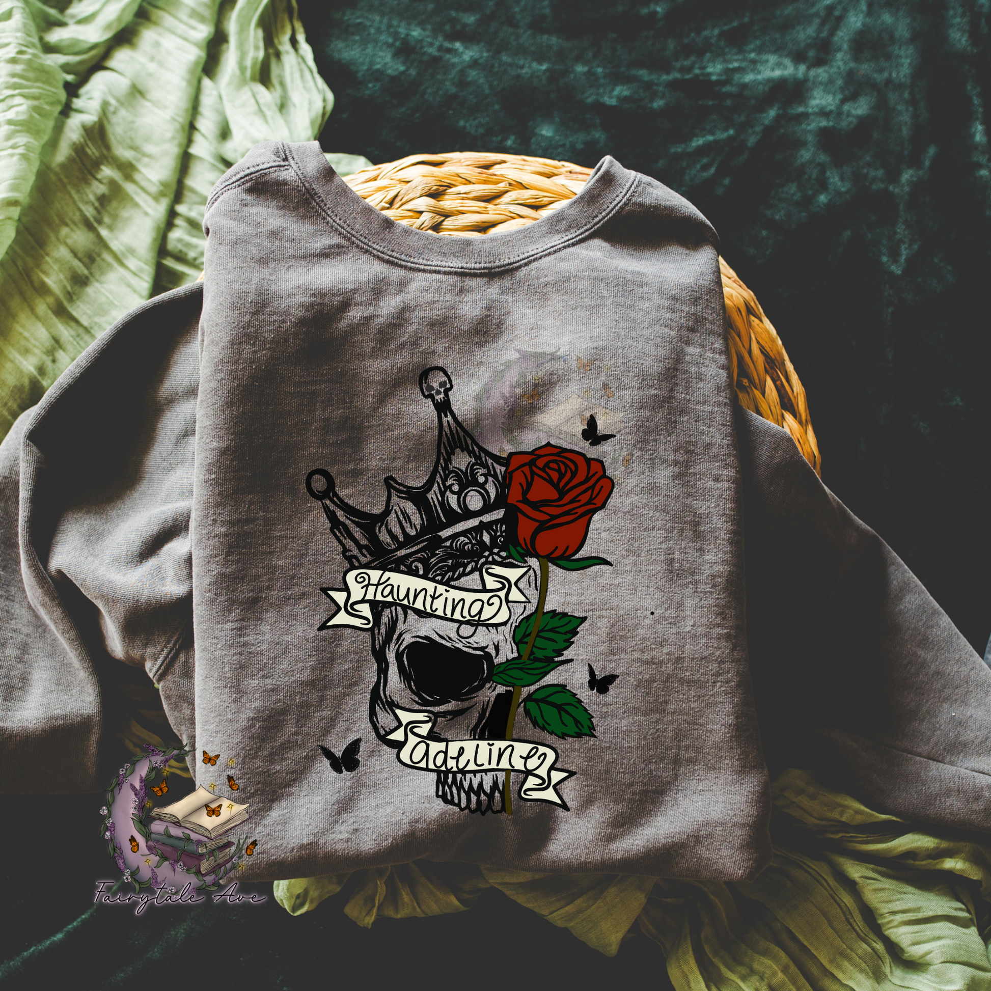 OFFICIALLY LICENSED BY HD CARLTON Haunting Adeline Floral Skull Tee, Sweatshirt or Hoodie Fairytaleavenue