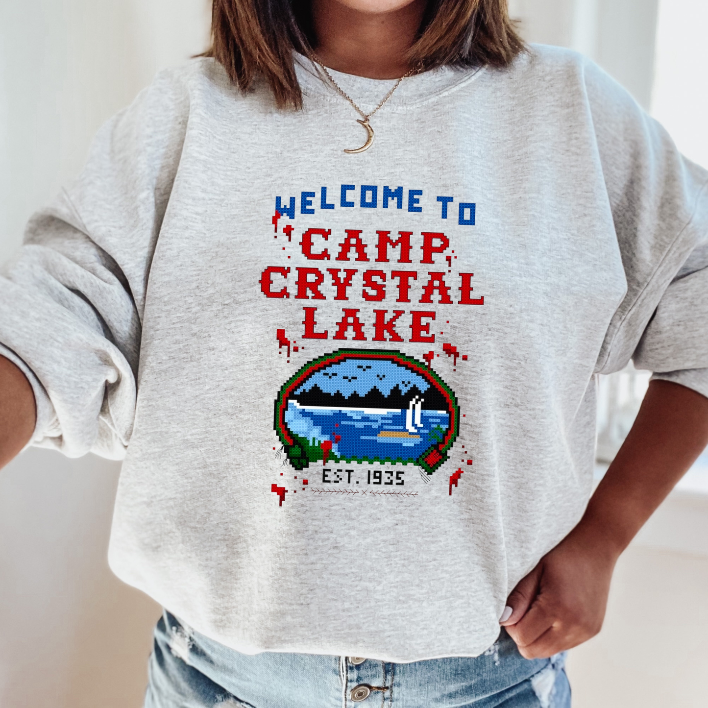 Camp Crystal Lake Embroidered Sweatshirt Halloween Fairytaleavenue