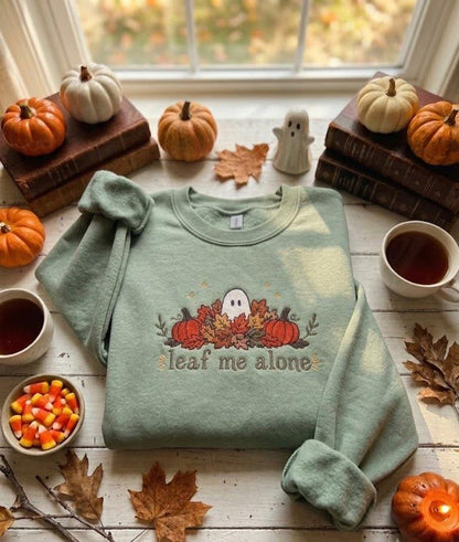Leaf Me Alone Fall Embroidered Sweatshirt Fairytaleavenue