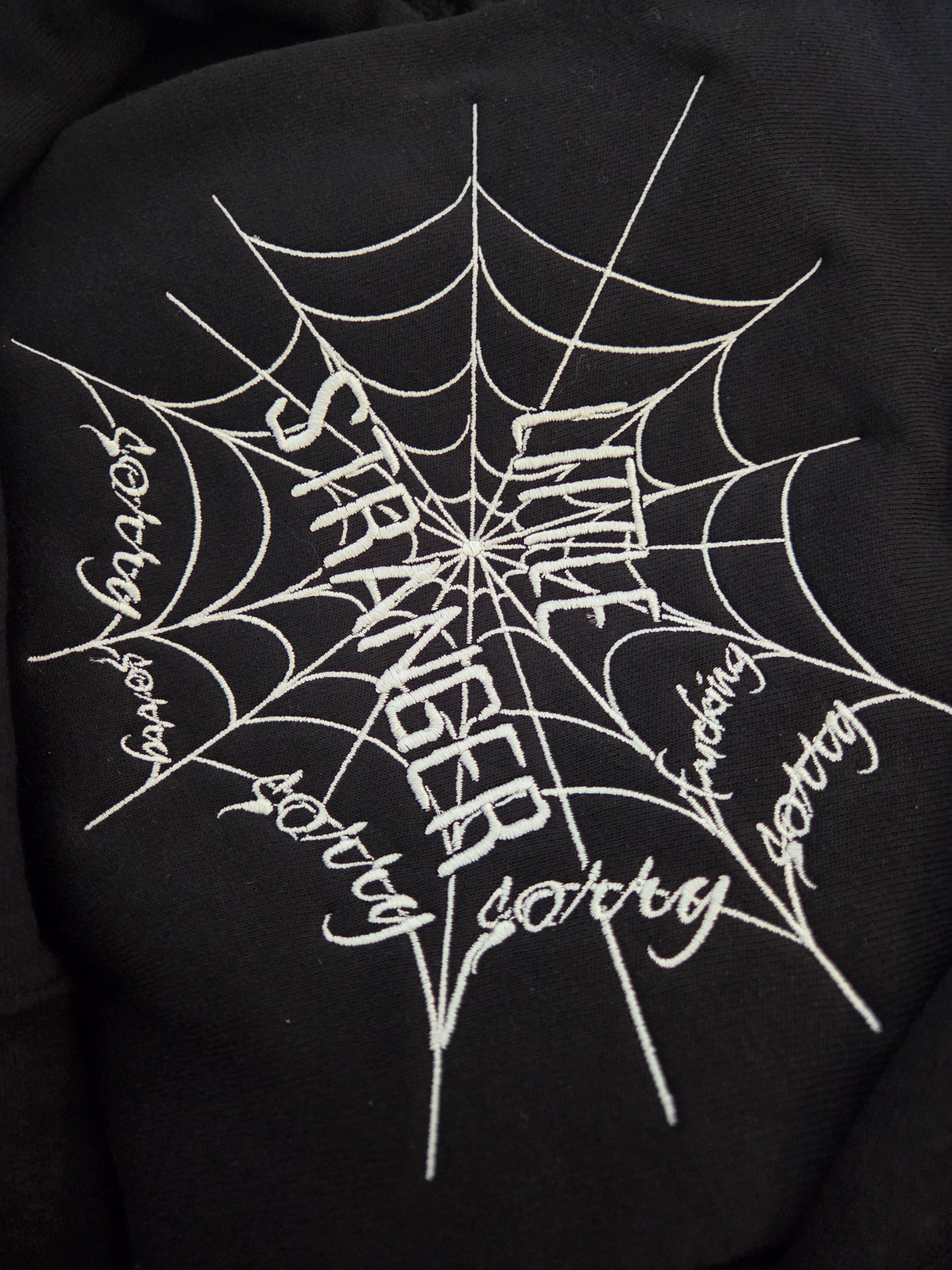 Sorry Spiderweb Web of Silence Embroidered Sweatshirt Fairytaleavenue