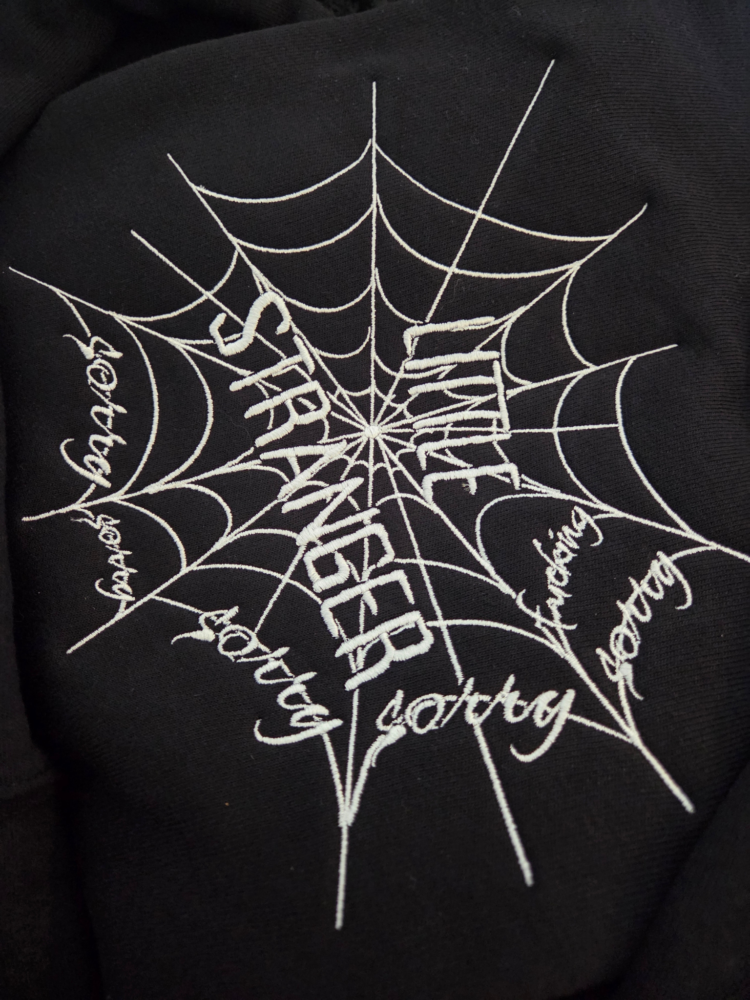 Sorry Spiderweb Web of Silence Embroidered Sweatshirt Fairytaleavenue