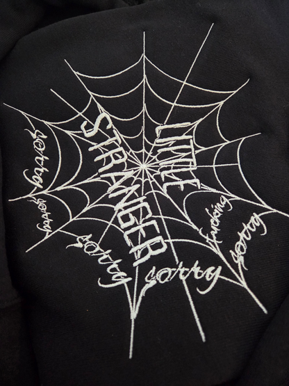 Sorry Spiderweb Web of Silence Embroidered Sweatshirt Fairytaleavenue