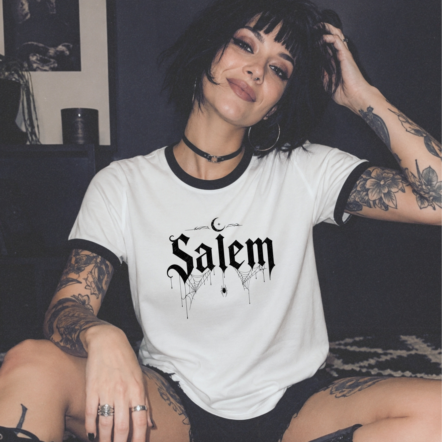 Spooky Salem Ringer Graphic Tee Halloween Fairytaleavenue