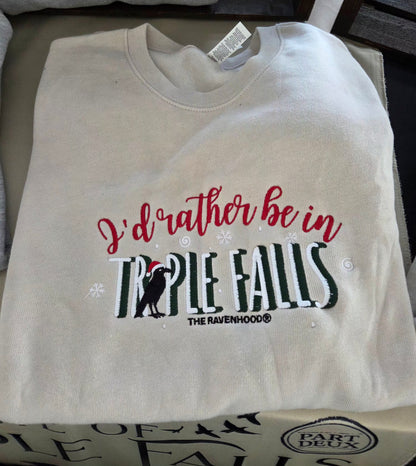 Rather Be In Triple Falls Christmas Embroidered Sweatshirt RAVENHOOD Fairytaleavenue