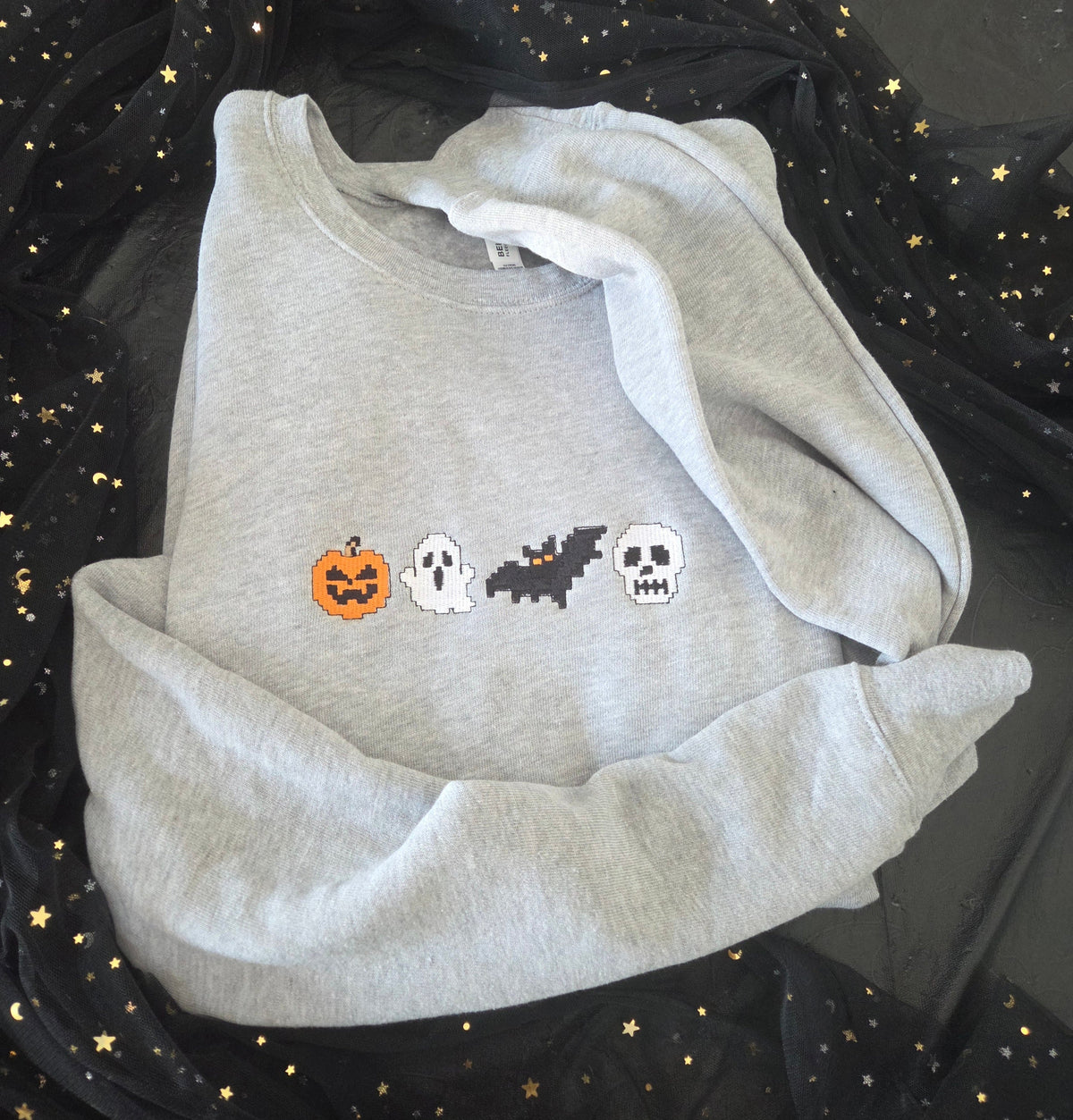 Spooky Pixel Embroidered Sweatshirt Halloween Fairytaleavenue
