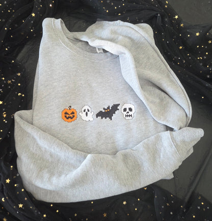 Spooky Pixel Embroidered Sweatshirt Halloween Fairytaleavenue