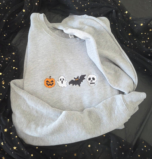 Spooky Pixel Embroidered Sweatshirt Halloween Fairytaleavenue
