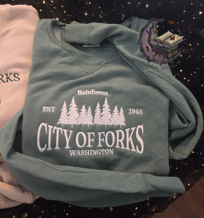 Forks Wa Rainforest Embroidered Sweatshirt Fairytaleavenue