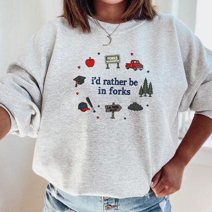 Rather Be In Forks Embroidered Sweatshirt or Hoodie Fairytaleavenue