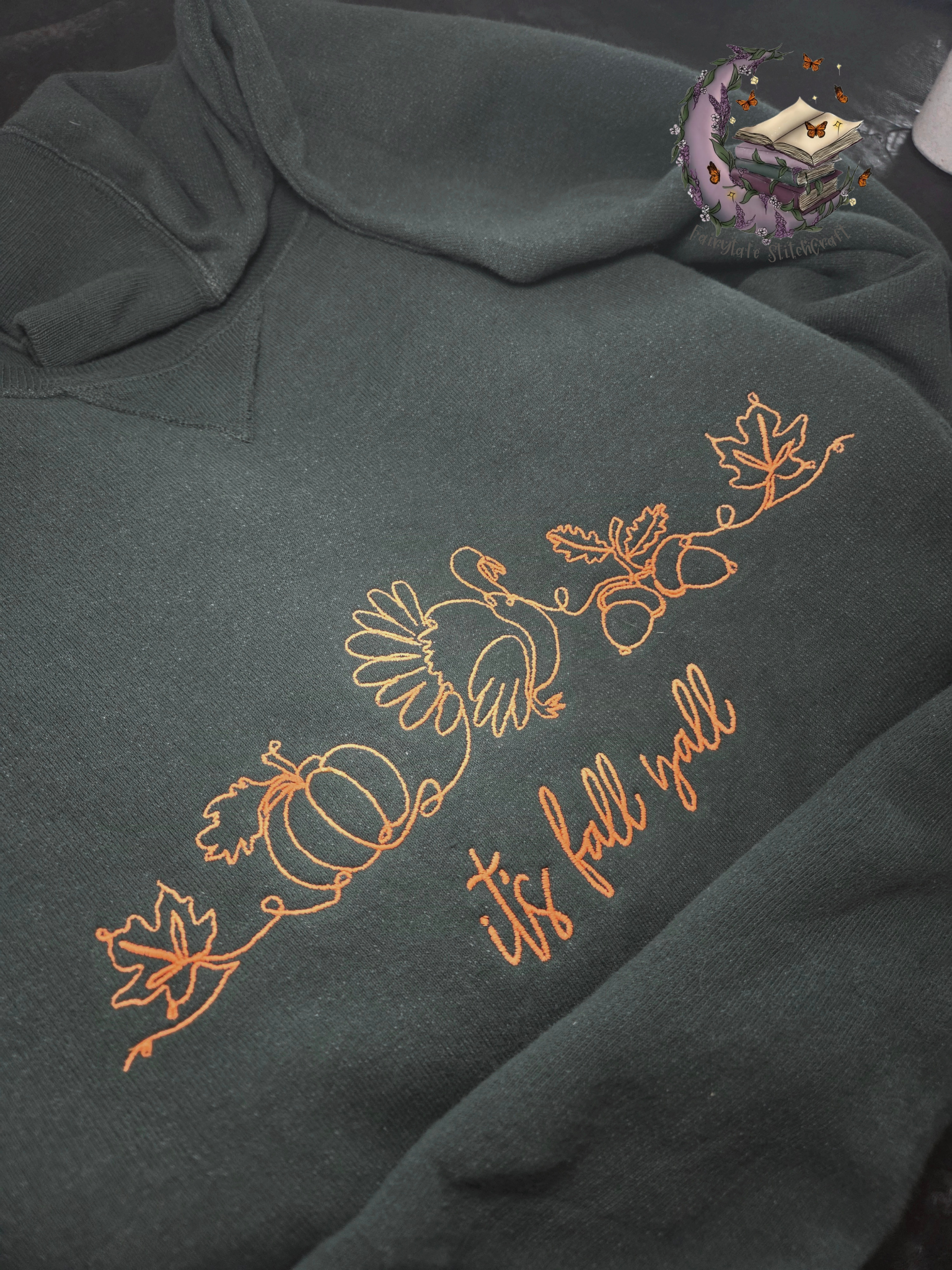 Fall Yall Line Art Embroidered Sweatshirt Fairytaleavenue