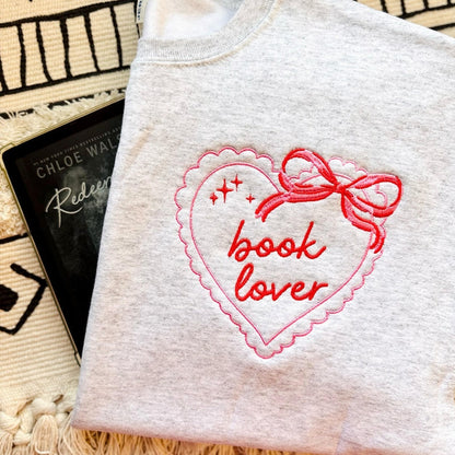 Book Lover Heart Pocket Sweatshirt or Hoodie EMBROIDERED Fairytaleavenue