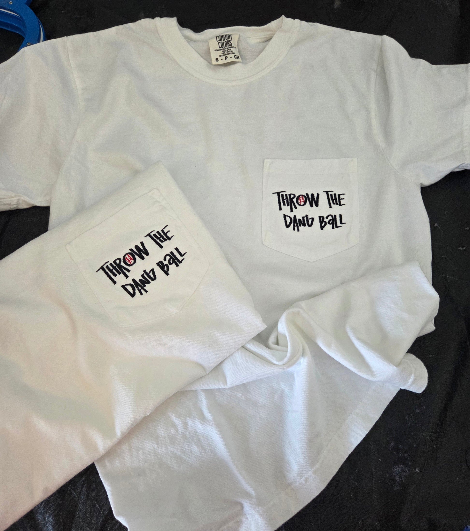 Throw The Dang Ball Embroidered Pocket Tee Fairytaleavenue
