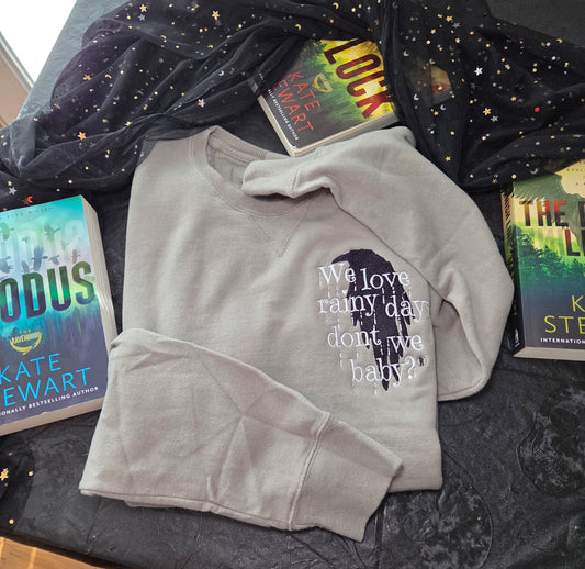 We Love Rainy Days Raven Embroidered Sweatshirt Fairytaleavenue