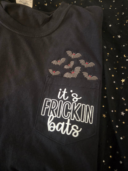 Its Freakin Bats Embroidered Pocket Tee Fairytaleavenue