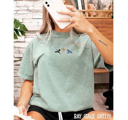 Bookish Dragons Embroidered Tshirt Fairytaleavenue
