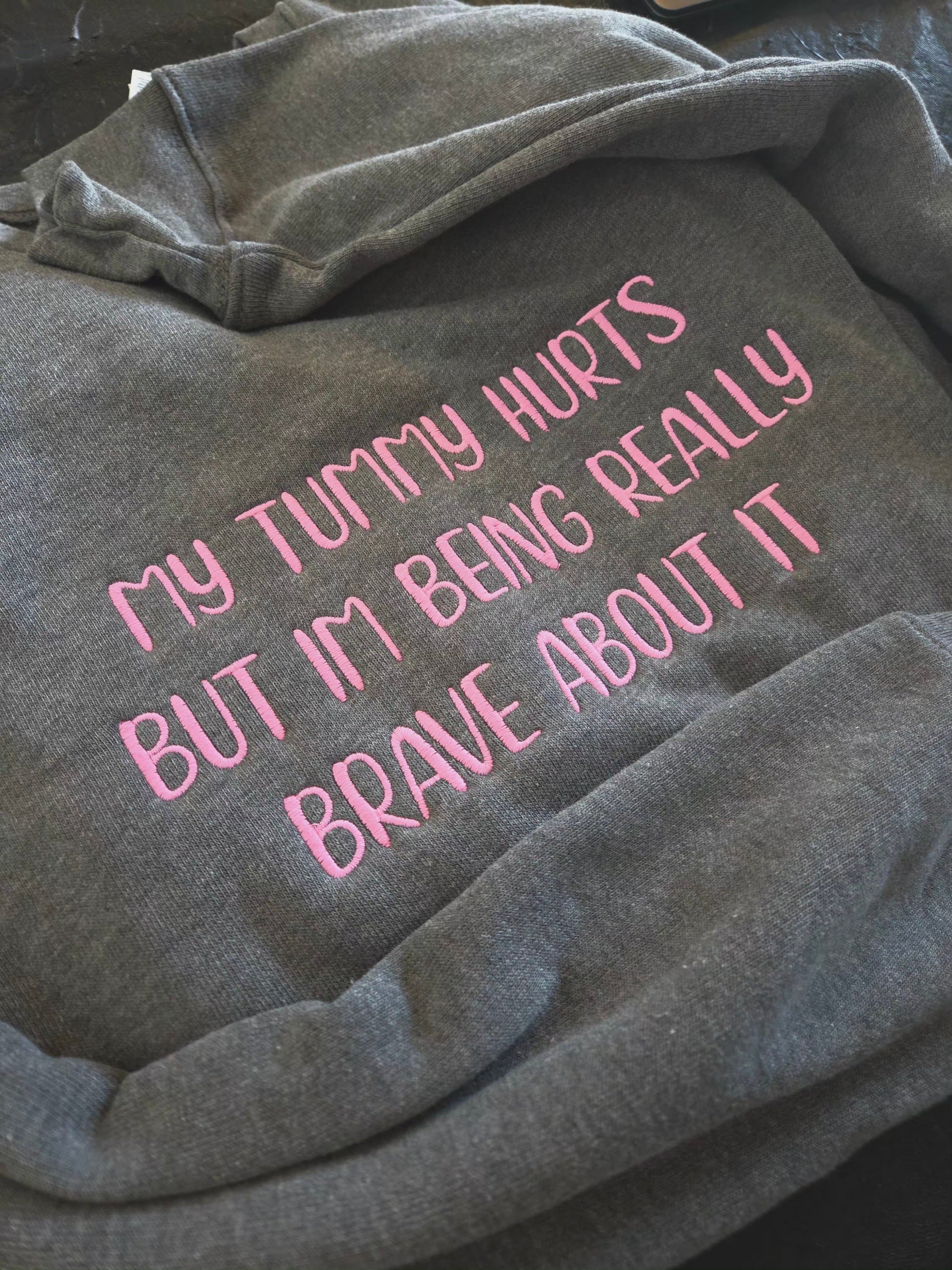 Tummy Hurts Embroidered Sweatshirt Fairytaleavenue