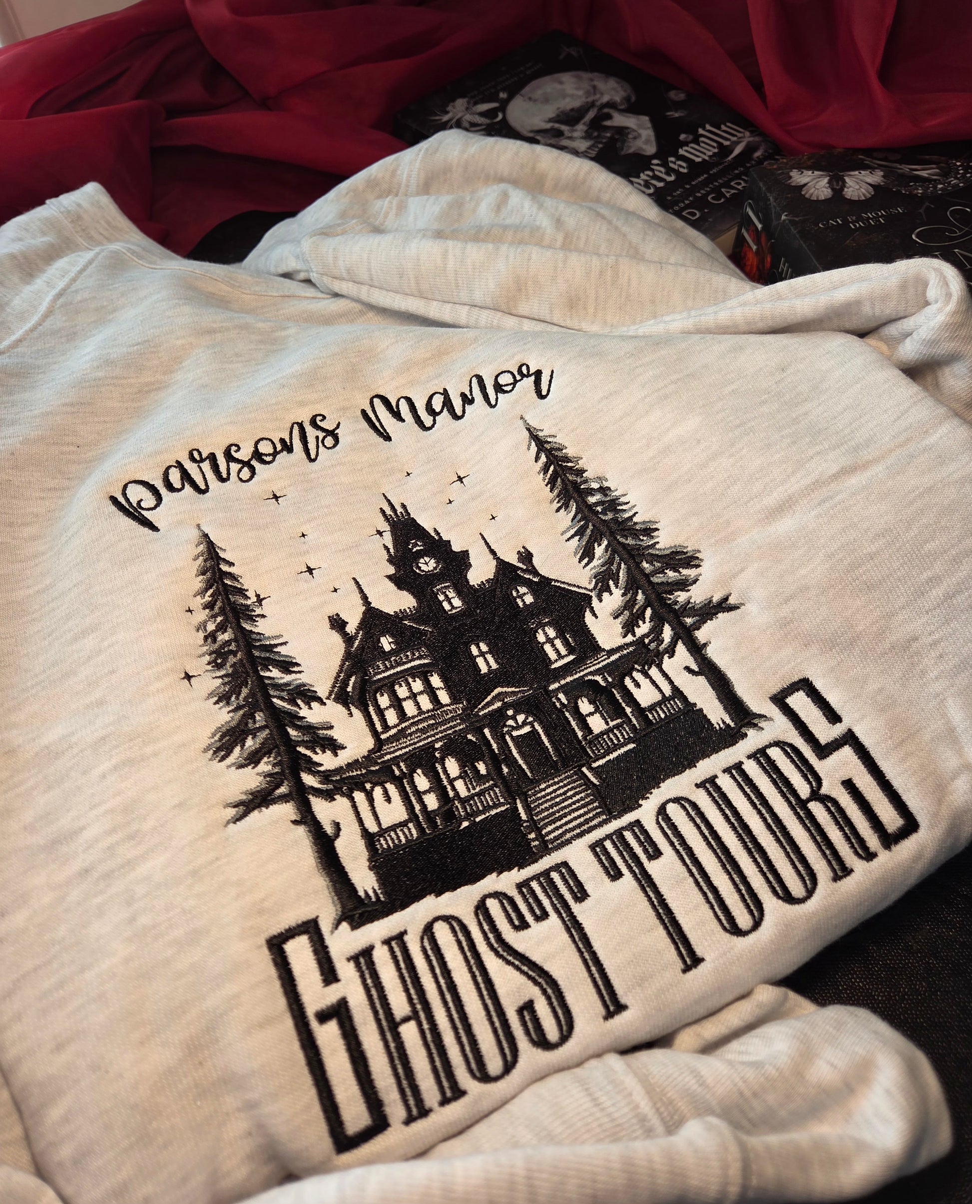 OFFICIALLY LICENSED HD CARLTON Spooky Parsons Ghost Tours Embroidered Sweatshirt Fairytaleavenue