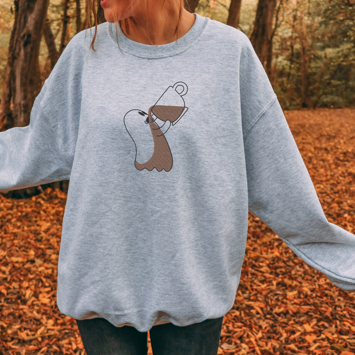 Spooky & Caffeinated Embroidered Sweatshirt or Hoodie Fairytaleavenue