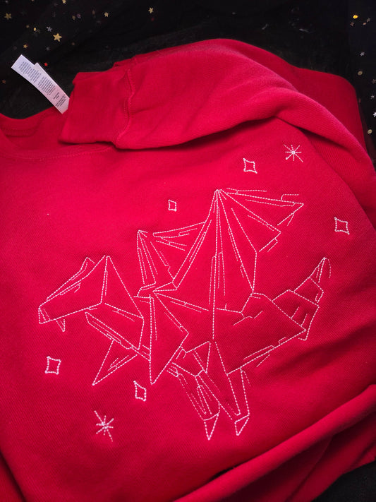 Origami Dragon Embroidered Sweatshirt Fairytaleavenue