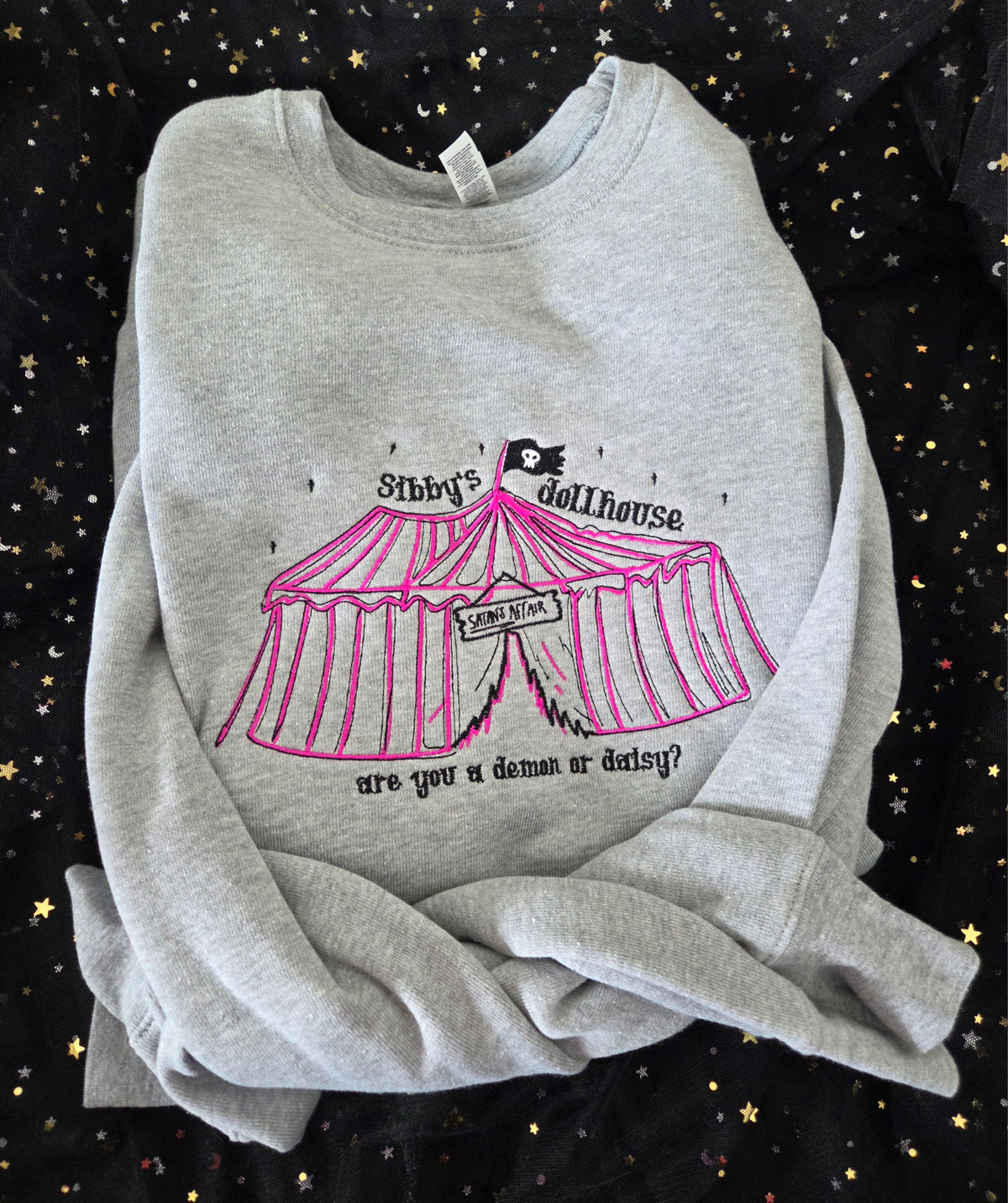 Sibbys Dollhouse Demon Daisy Embroidered Sweatshirt Fairytaleavenue