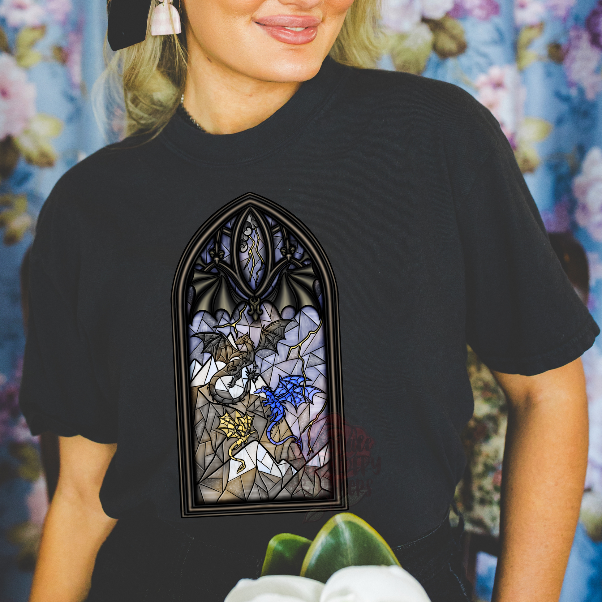Dragon Stained Glass Bookish Tee or Sweatshirt Fairytaleavenue
