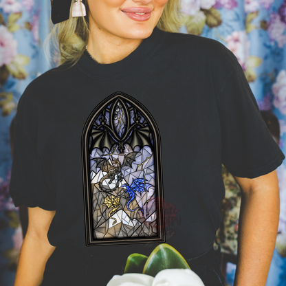Dragon Stained Glass Bookish Tee or Sweatshirt Fairytaleavenue