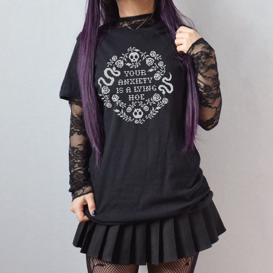 Anxiety is a Lying Hoe graphic Halloween Tee Fairytaleavenue