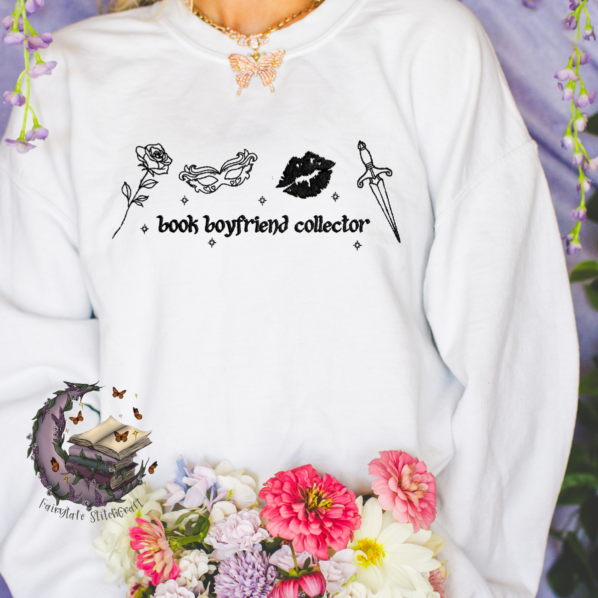 Book Boyfriend Collector Embroidered Sweatshirt or Hoodie Fairytaleavenue