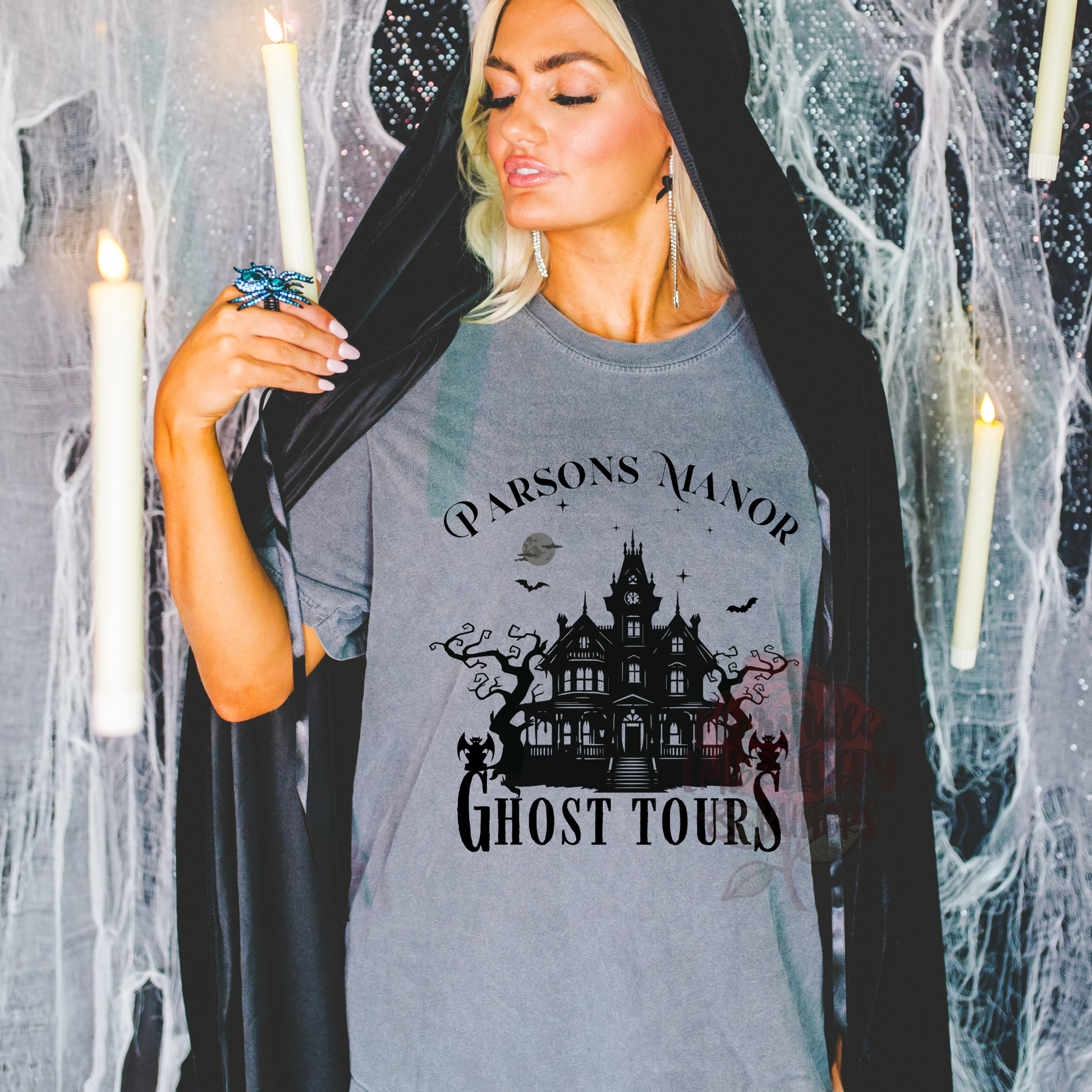 OFFICIALLY LICENSED BY HD CARLTON Spooky Parsons Manor Ghost Tours Tee Fairytaleavenue