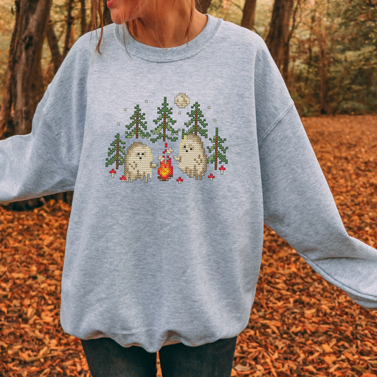 Camping Ghosts Embroidered Sweatshirt Halloween Fairytaleavenue