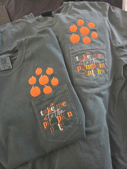 Pumpkin Patch Embroidered Pocket Tee Fairytaleavenue