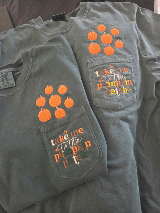 Pumpkin Patch Embroidered Pocket Tee Fairytaleavenue