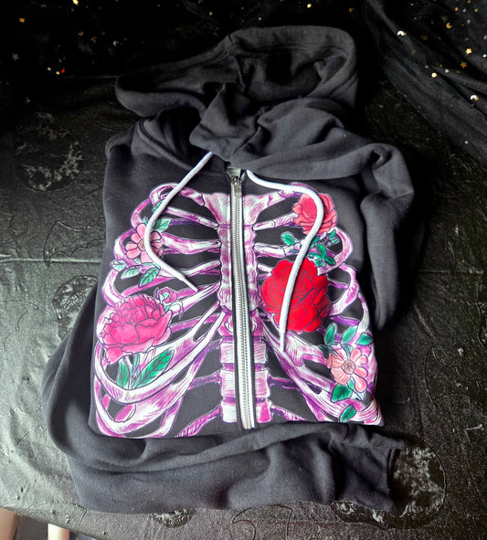 Floral Ribcage Halloween Tee, Zip-Up or Sweatshirt Fairytaleavenue