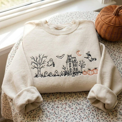 Spooky Vibes Embroidered Sweatshirt Fairytaleavenue