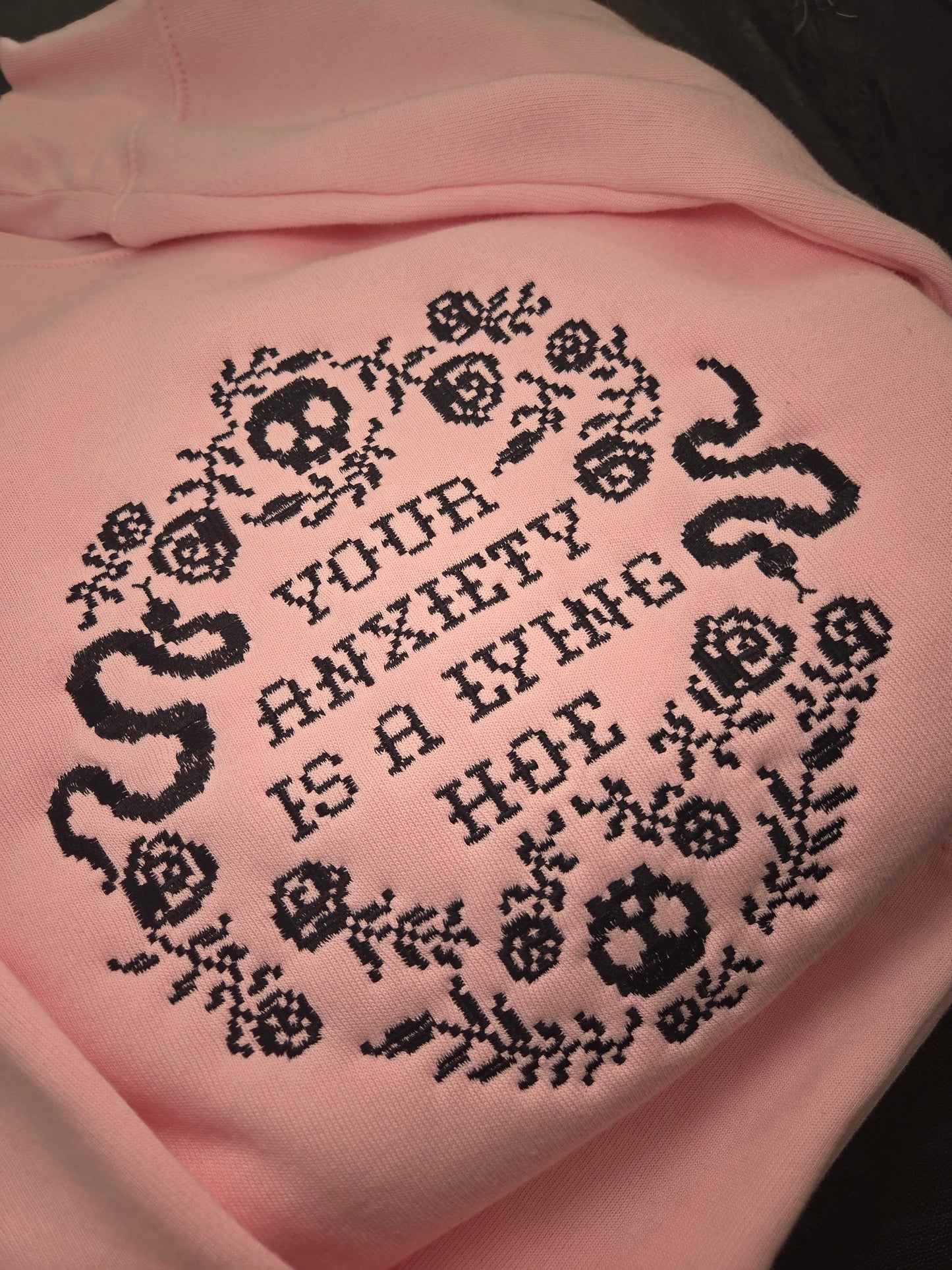 Anxiety Lying Hoe Embroidered Sweatshirt Halloween Fairytaleavenue