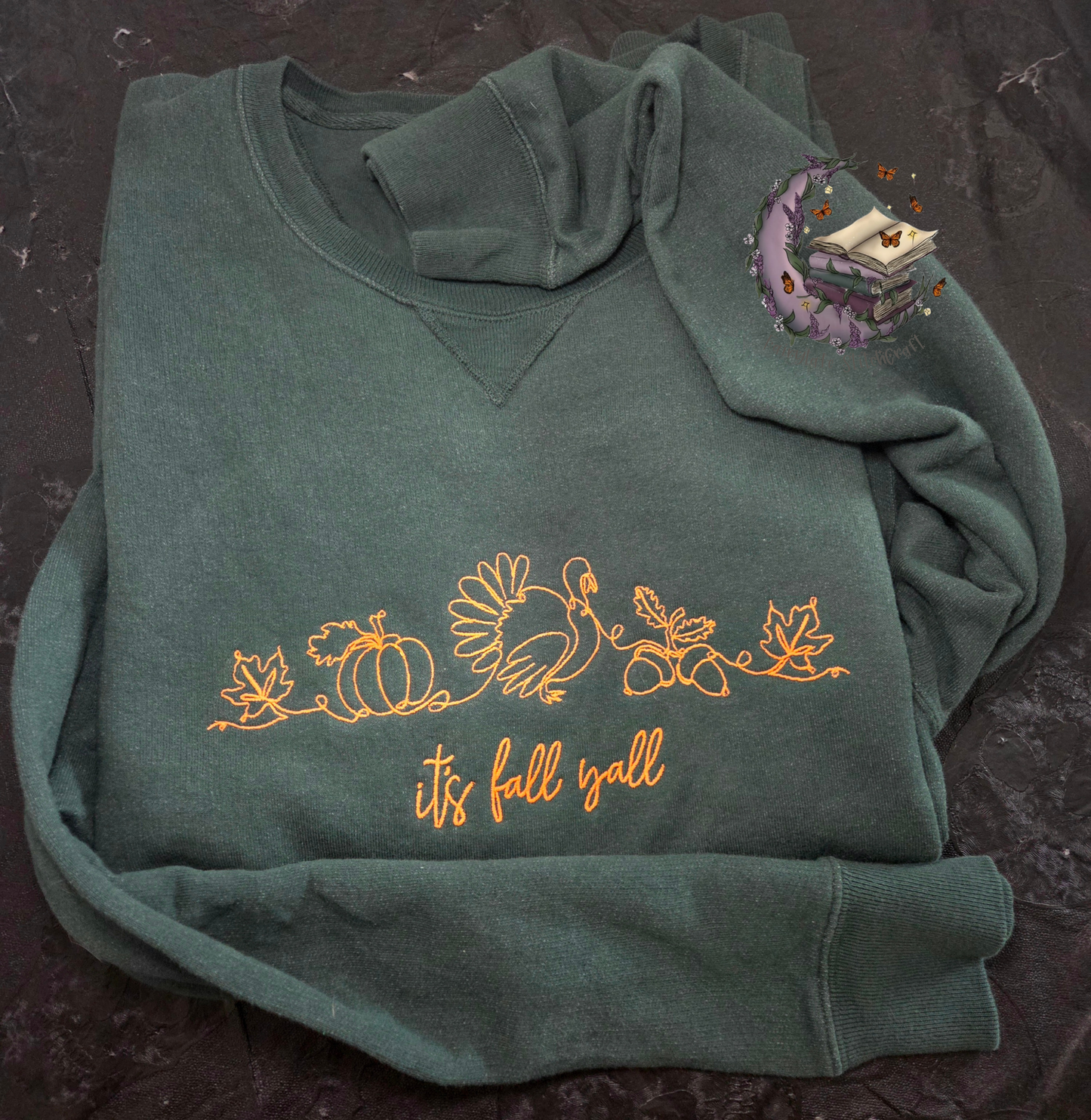 Fall Yall Line Art Embroidered Sweatshirt Fairytaleavenue